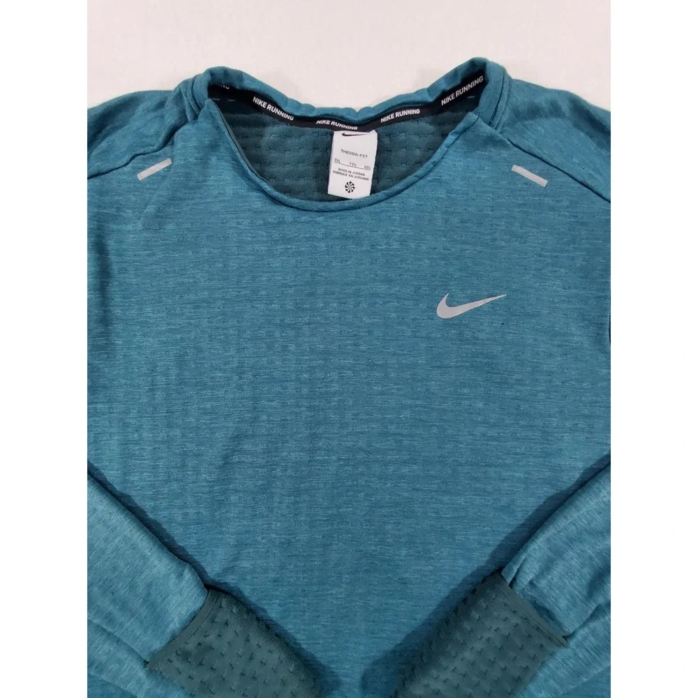 Nike Running Therma-FIT Mens XXL Blue Long Sleeve Performance Training Shirt